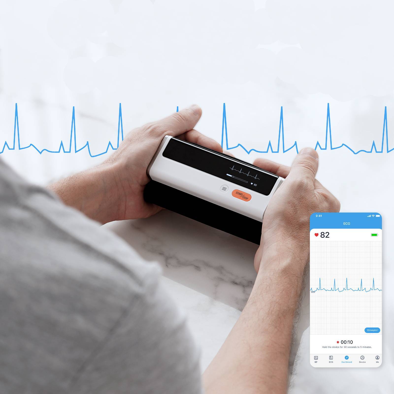 Smart Blood Pressure Monitor with EKG, AI Interpretation for EKG, One